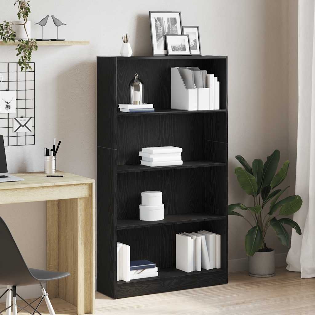 VidaXL Boekenkast 4-laags 80x24x143 cm spaanplaat zwart eikenkleurig
