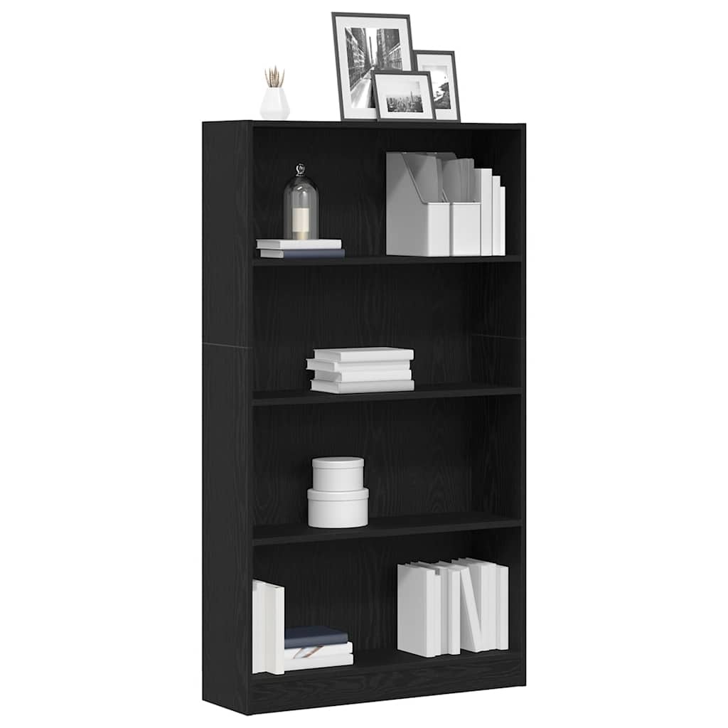 VidaXL Boekenkast 4-laags 80x24x143 cm spaanplaat zwart eikenkleurig
