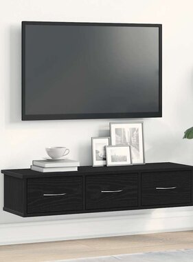 VidaXL Wandkast 88x26x18,5 cm spaanplaat zwart eikenkleurig