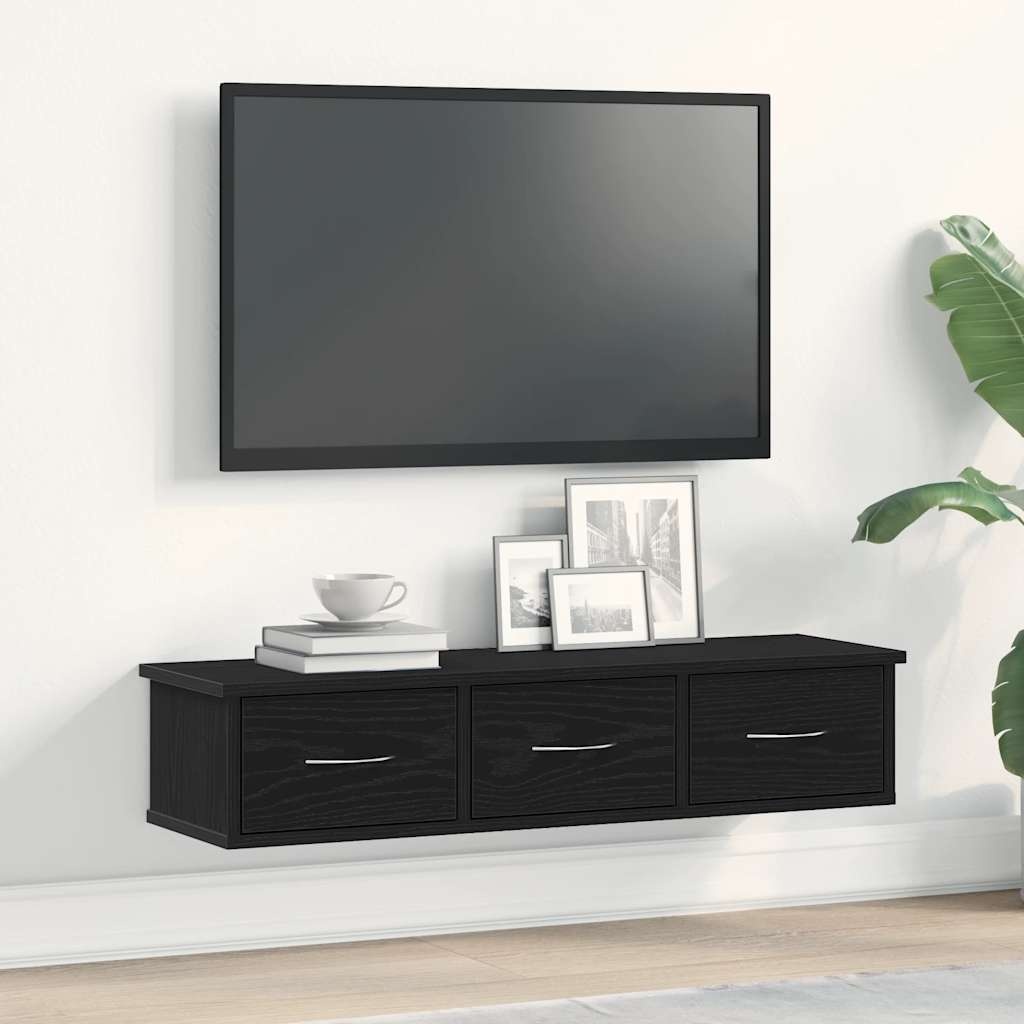 VidaXL Wandkast 88x26x18,5 cm spaanplaat zwart eikenkleurig