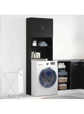VidaXL Wasmachinekast 64x24x190 cm spaanplaat zwart eikenkleurig