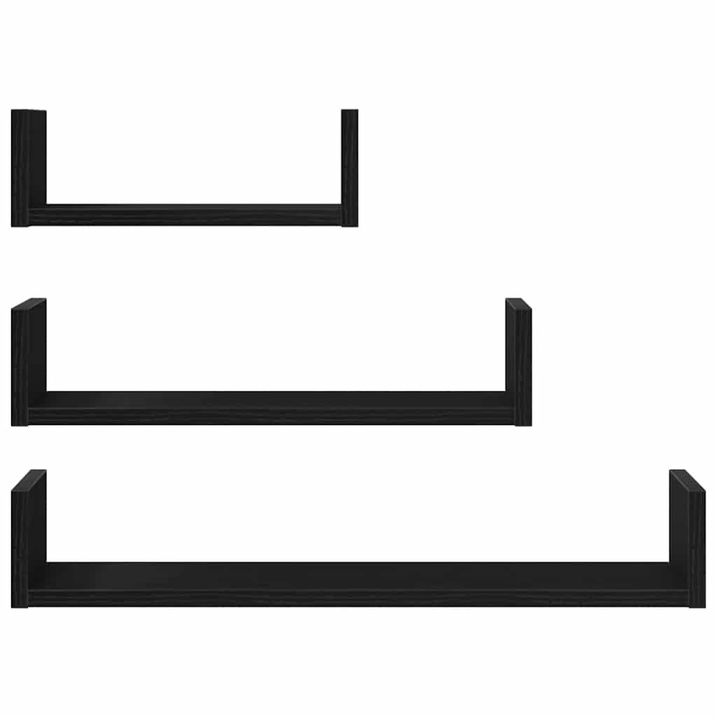 VidaXL Wandschappen 3 st bewerkt hout zwart eiken