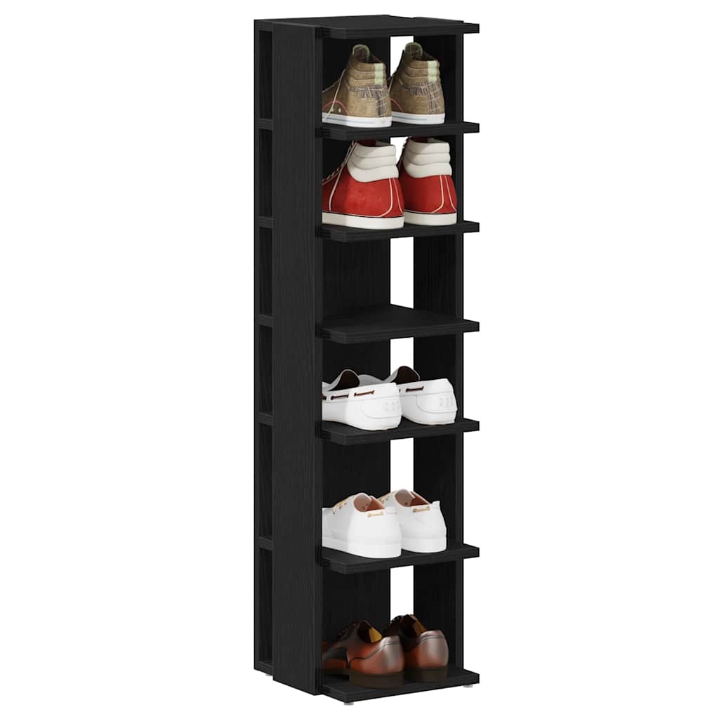 VidaXL Schoenenkasten 2 st 25x27x102 cm bewerkt hout zwart eikenkleur