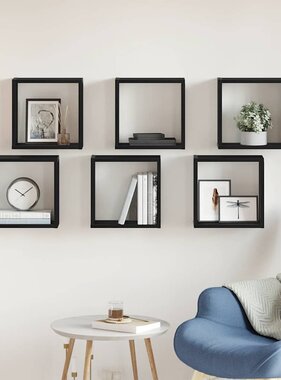 VidaXL Wandschappen kubus 6 st 30x15x30 cm bewerkt hout zwart eiken