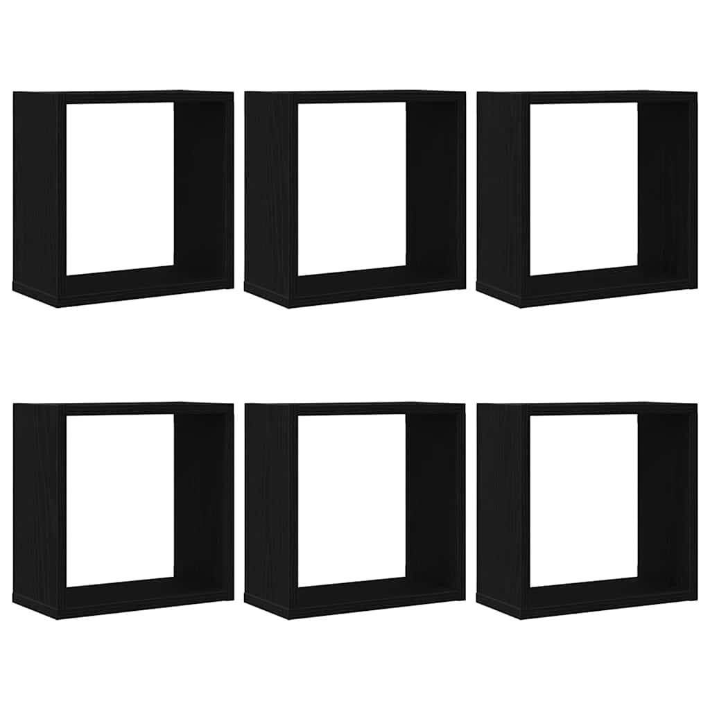 VidaXL Wandschappen kubus 6 st 30x15x30 cm bewerkt hout zwart eiken
