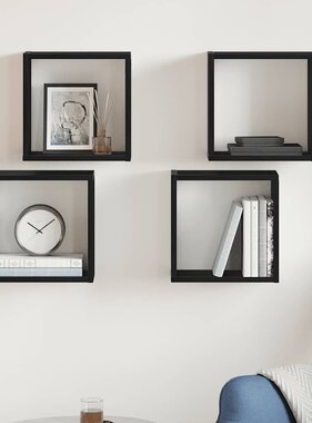 VidaXL Wandschappen kubus 4 st 30x15x30 cm bewerkt hout zwart eiken