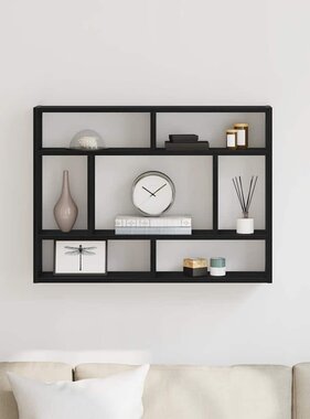 VidaXL Wandschap 75x16x55 cm bewerkt hout zwart eikenkleur