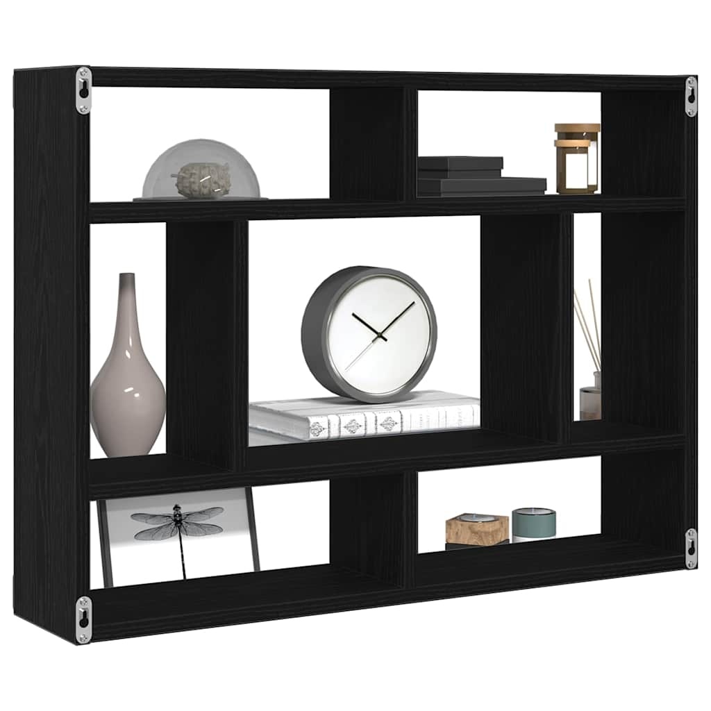 VidaXL Wandschap 75x16x55 cm bewerkt hout zwart eikenkleur