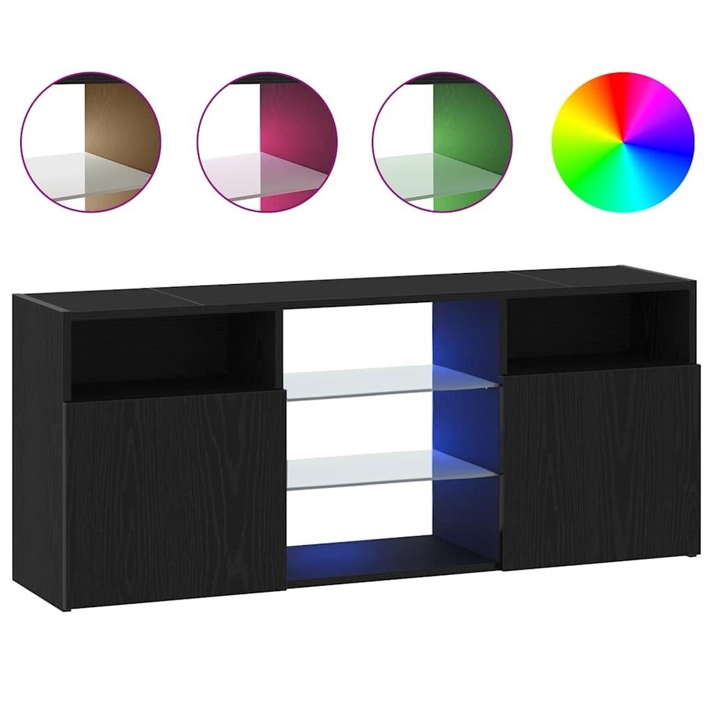VidaXL Tv-meubel met LED 120x30x50 cm bewerkt hout zwart eiken