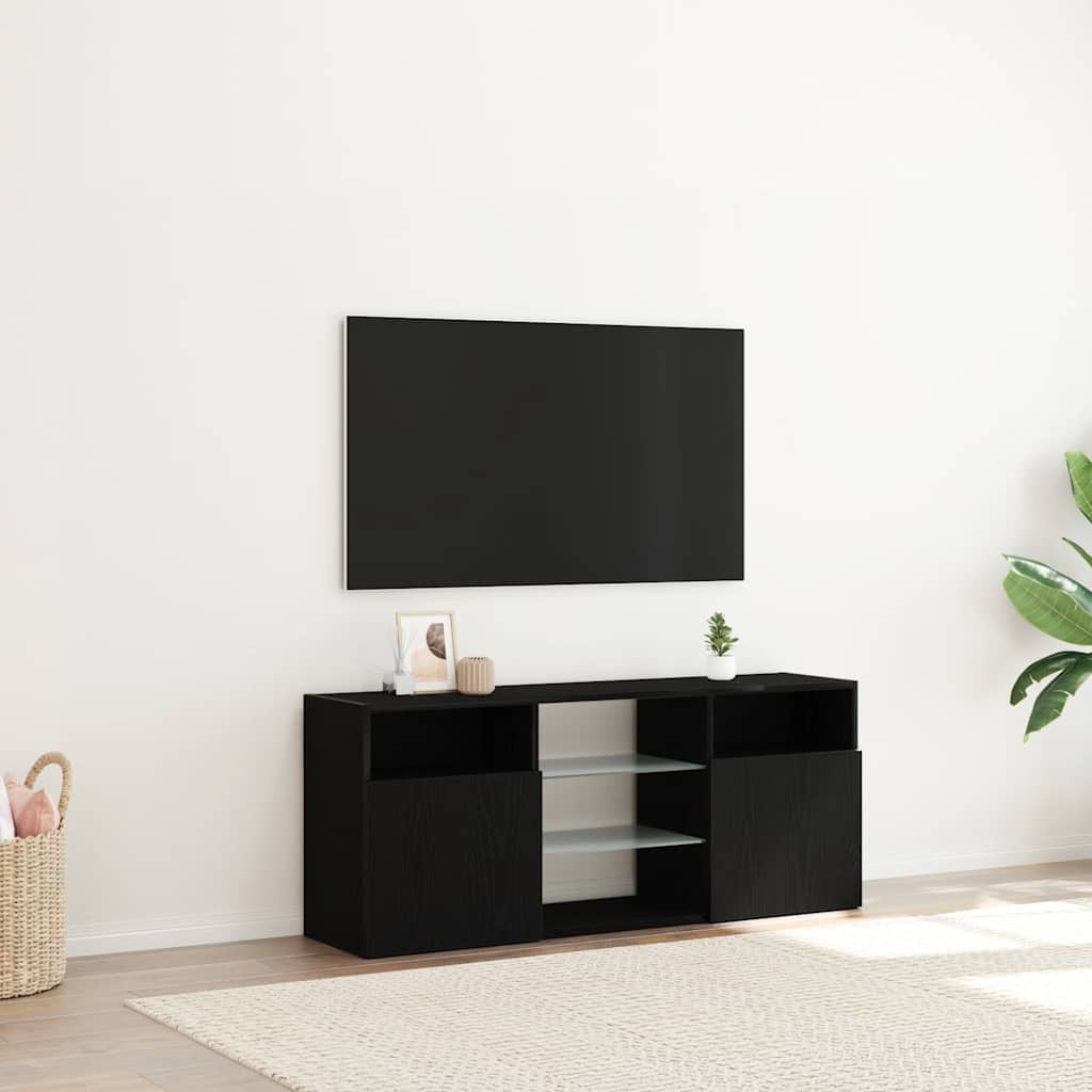 VidaXL Tv-meubel met LED 120x30x50 cm bewerkt hout zwart eiken