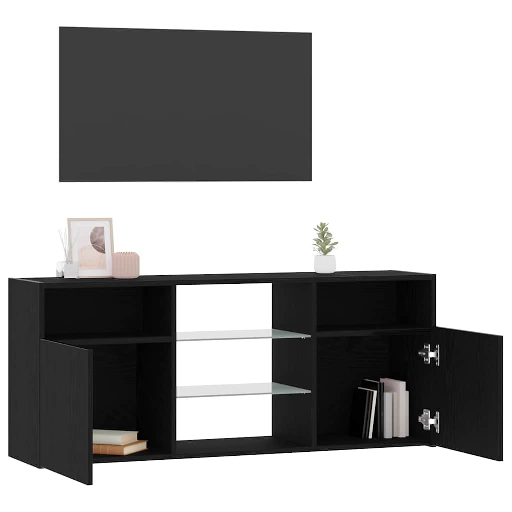VidaXL Tv-meubel met LED 120x30x50 cm bewerkt hout zwart eiken