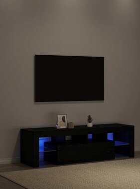 VidaXL Tv-meubel met LED 140x36,5x40 cm bewerkt hout zwart eiken