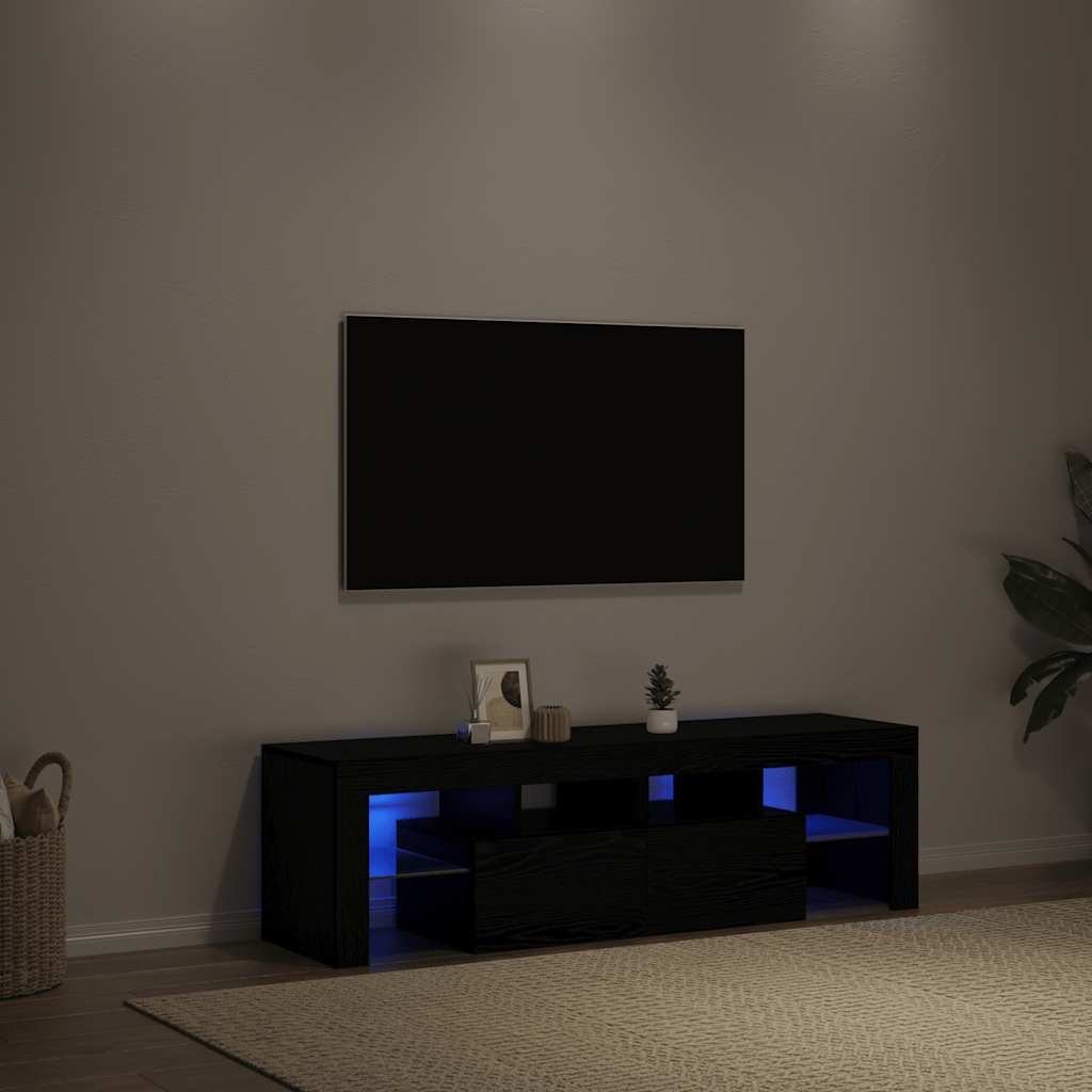 VidaXL Tv-meubel met LED 140x36,5x40 cm bewerkt hout zwart eiken