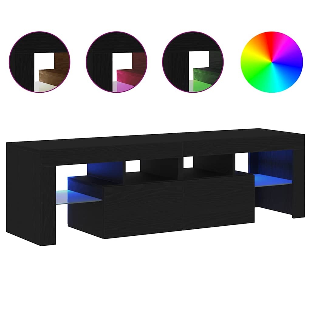 VidaXL Tv-meubel met LED 140x36,5x40 cm bewerkt hout zwart eiken