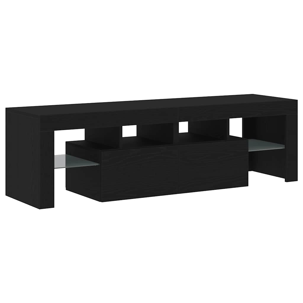 VidaXL Tv-meubel met LED 140x36,5x40 cm bewerkt hout zwart eiken