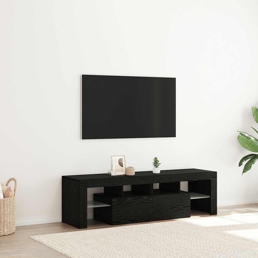 VidaXL Tv-meubel met LED 140x36,5x40 cm bewerkt hout zwart eiken