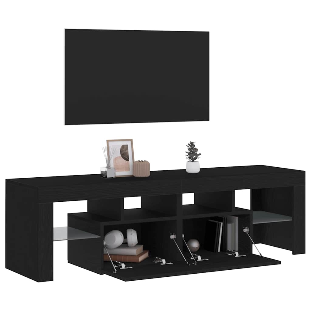 VidaXL Tv-meubel met LED 140x36,5x40 cm bewerkt hout zwart eiken