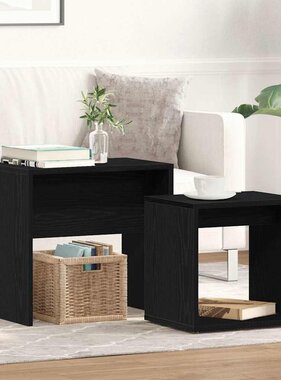 VidaXL Salontafels 2 st bewerkt hout zwart eikenkleur