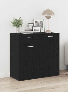 VidaXL Dressoir 80x36x75 cm bewerkt hout zwart eikenkleurig