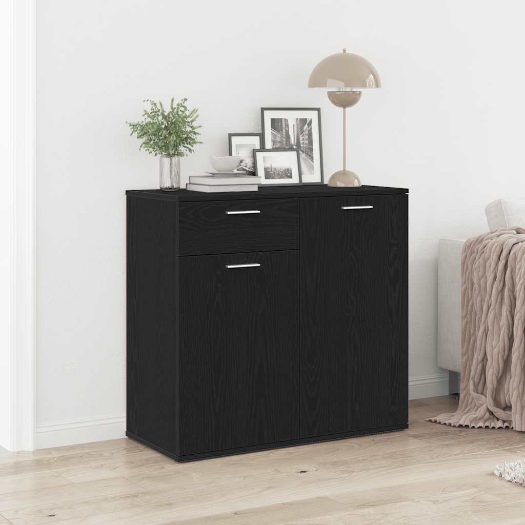 VidaXL Dressoir 80x36x75 cm bewerkt hout zwart eikenkleurig