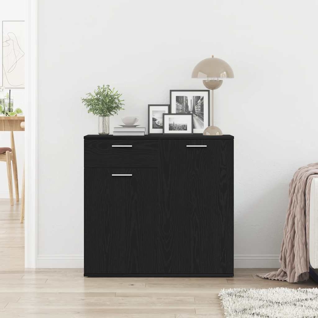 VidaXL Dressoir 80x36x75 cm bewerkt hout zwart eikenkleurig
