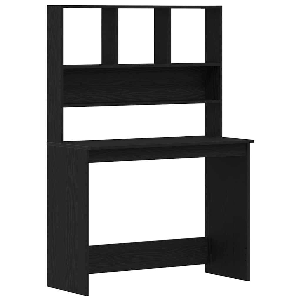 VidaXL Bureau met schappen 102x45x148 cm bewerkt hout zwart eikenkleur