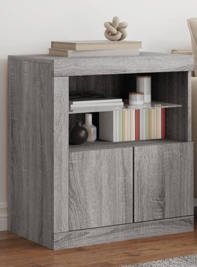 VidaXL Dressoir met LED-verlichting 60,5x37x67 cm grijs sonoma eiken