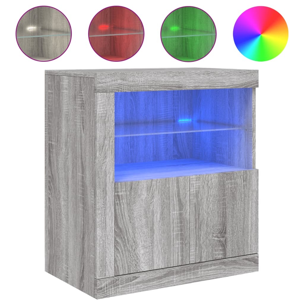 VidaXL Dressoir met LED-verlichting 60,5x37x67 cm grijs sonoma eiken