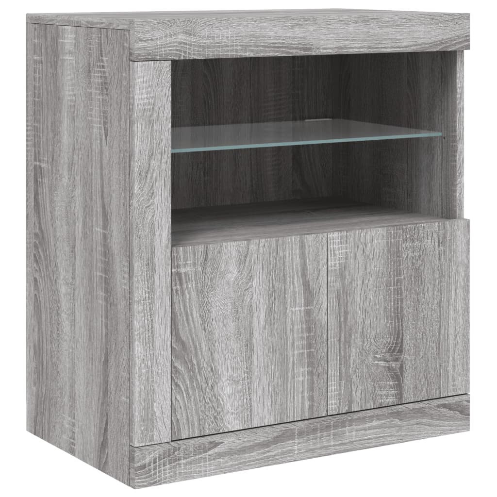 VidaXL Dressoir met LED-verlichting 60,5x37x67 cm grijs sonoma eiken