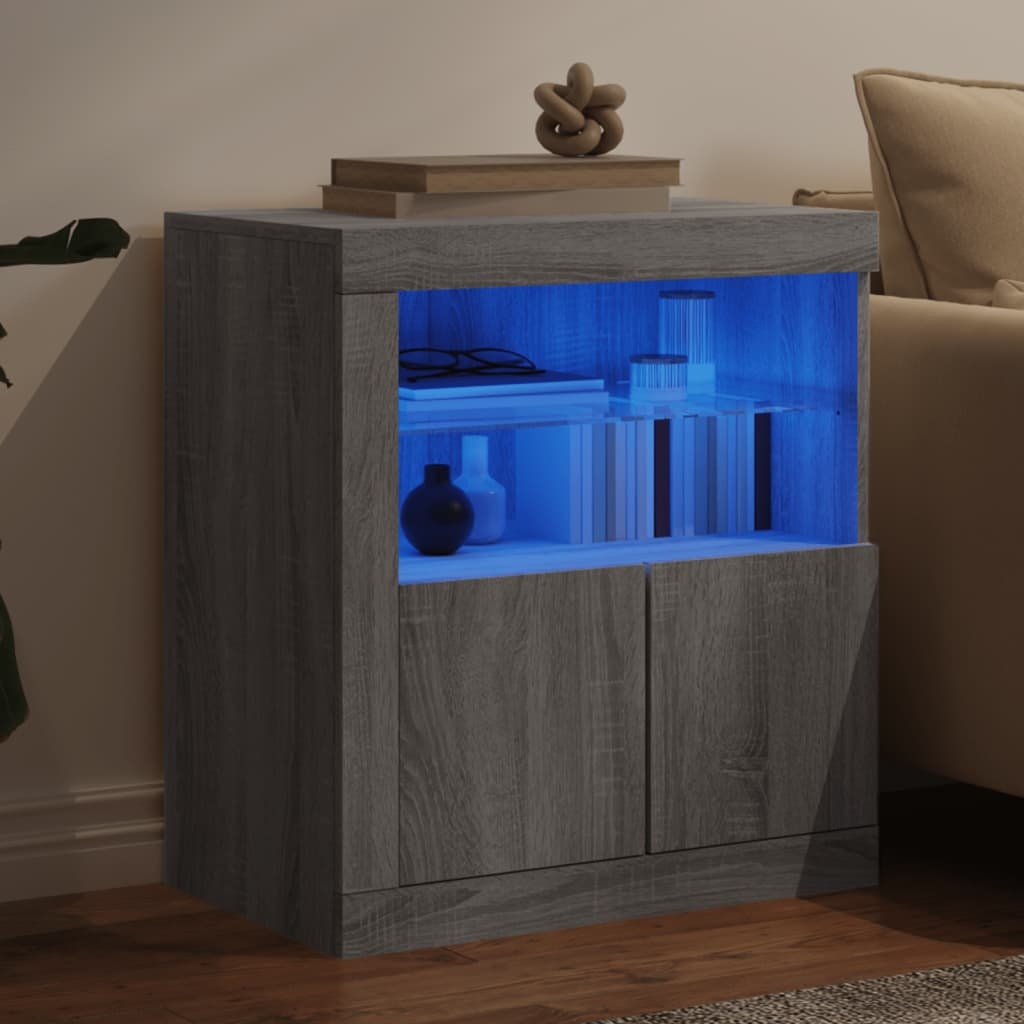 VidaXL Dressoir met LED-verlichting 60,5x37x67 cm grijs sonoma eiken