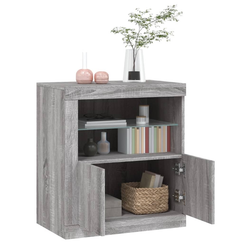 VidaXL Dressoir met LED-verlichting 60,5x37x67 cm grijs sonoma eiken