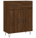 VidaXL Dressoir 69,5x34x90 cm bewerkt hout bruin eikenkleur