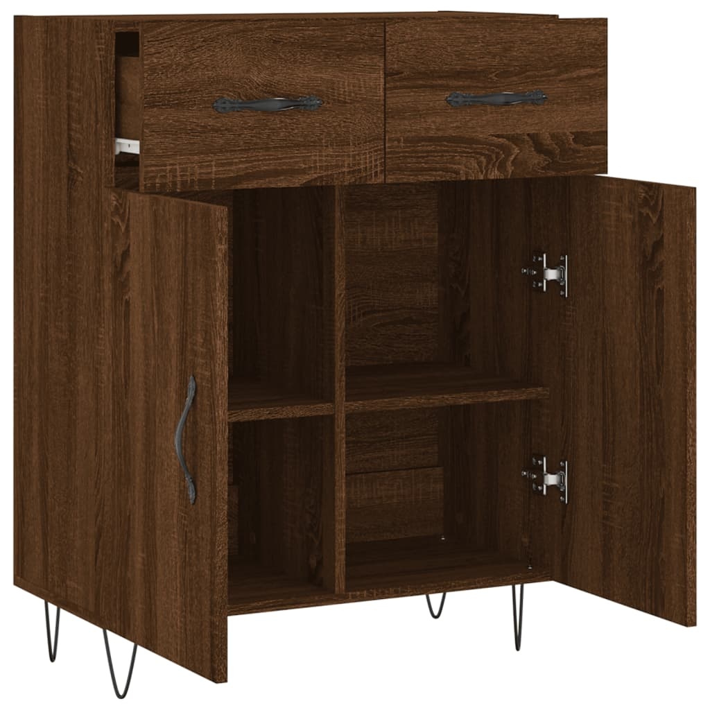 VidaXL Dressoir 69,5x34x90 cm bewerkt hout bruin eikenkleur