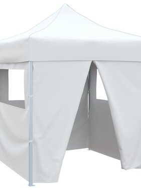 VidaXL Partytent met 4 zijwanden inklapbaar 2x2 m staal wit