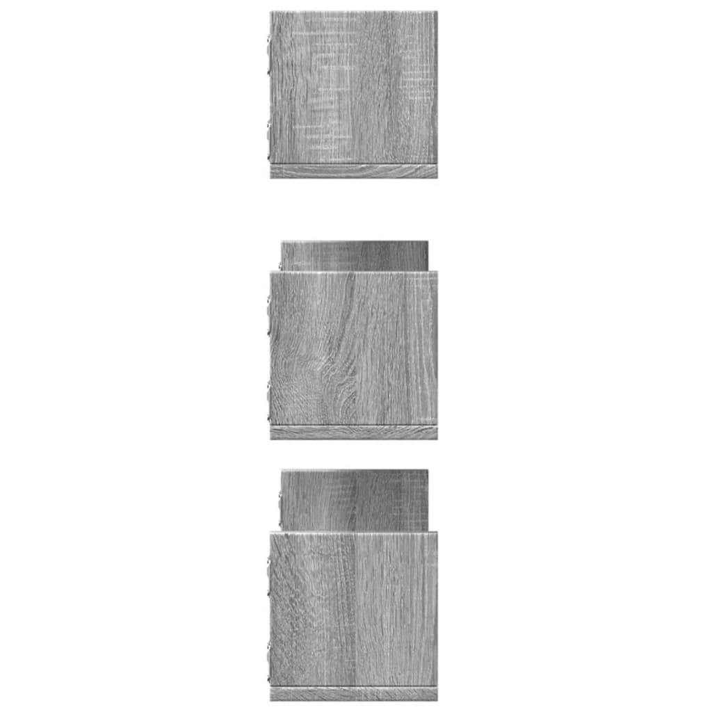 VidaXL Wandschappen 3 st 58x18x18 cm bewerkt hout grijs sonoma eiken