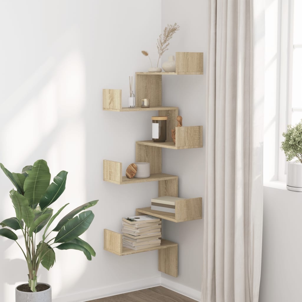 VidaXL Hoekwandschap 45x45x147 cm bewerkt hout sonoma eikenkleurig