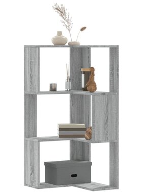 VidaXL Boekenkast 3-laags hoek 50x50x102 cm bewerkt hout grijs sonoma