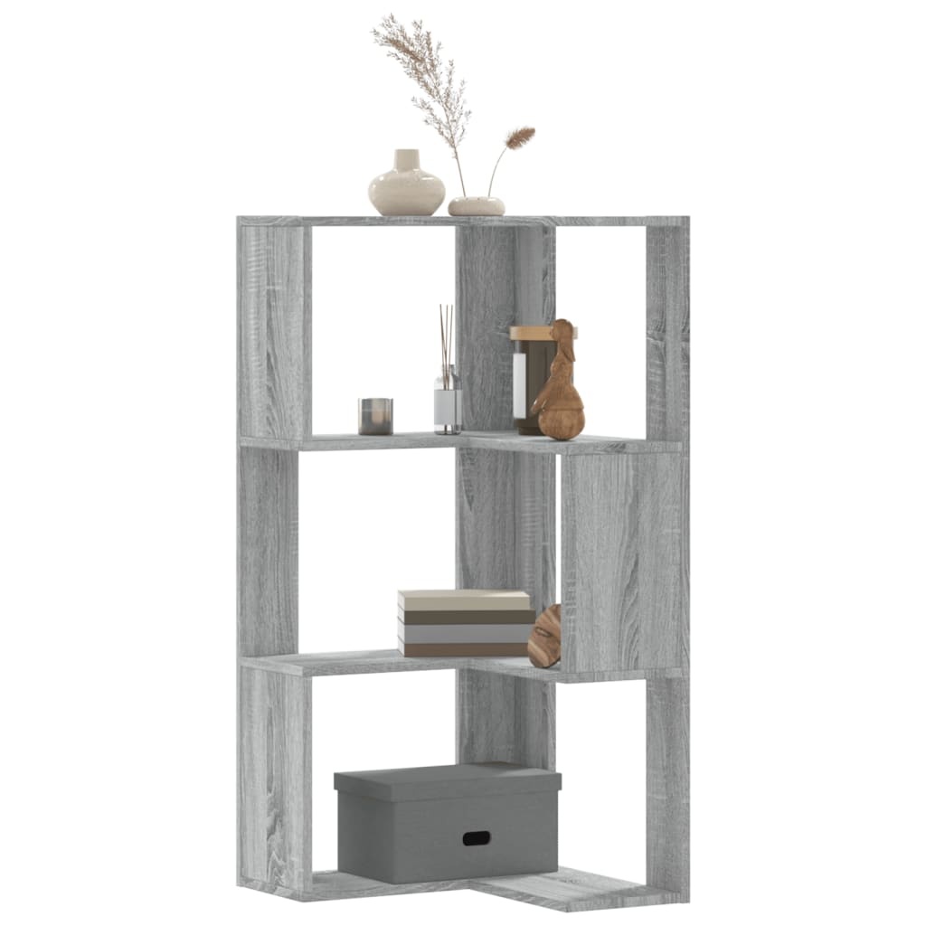 VidaXL Boekenkast 3-laags hoek 50x50x102 cm bewerkt hout grijs sonoma