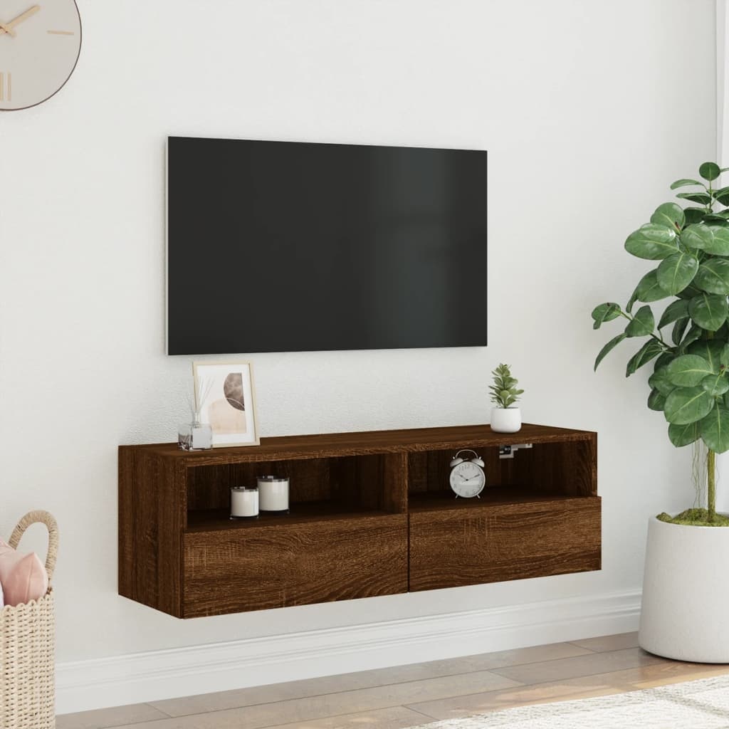 VidaXL Tv-wandmeubel 100x30x30 cm bewerkt hout bruin eikenkleur
