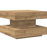 VidaXL Salontafel 360 graden draaibaar 50x50x34,5 cm artisanaal eiken