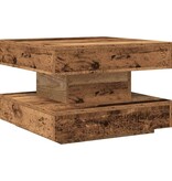 VidaXL Salontafel 360 graden draaibaar 50x50x34,5 cm oud houtkleurig