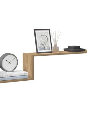 VidaXL Wandschappen 2 st 100x15x20 cm bewerkt hout artisanaal eiken