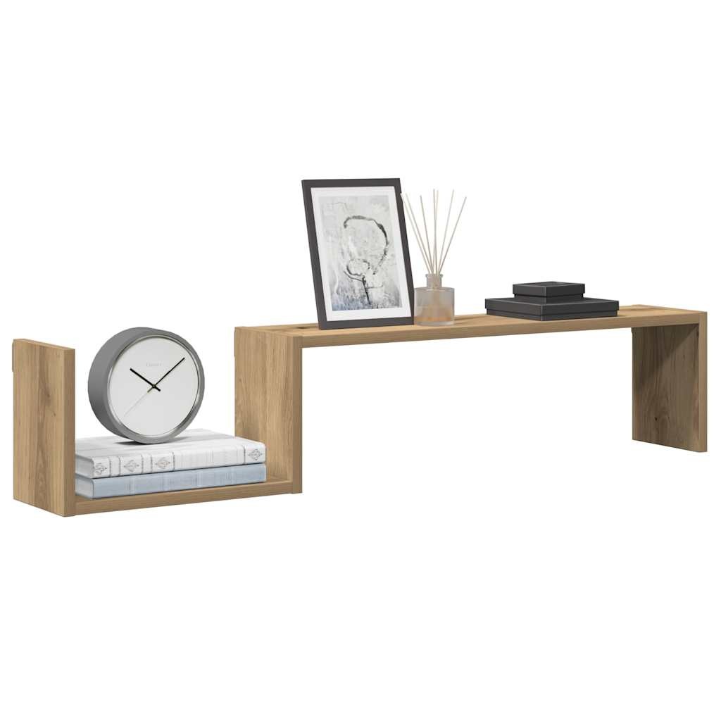 VidaXL Wandschappen 2 st 100x15x20 cm bewerkt hout artisanaal eiken