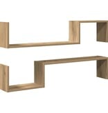 VidaXL Wandschappen 2 st 100x15x20 cm bewerkt hout artisanaal eiken