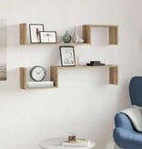 VidaXL Wandschappen 2 st 100x15x20 cm bewerkt hout artisanaal eiken