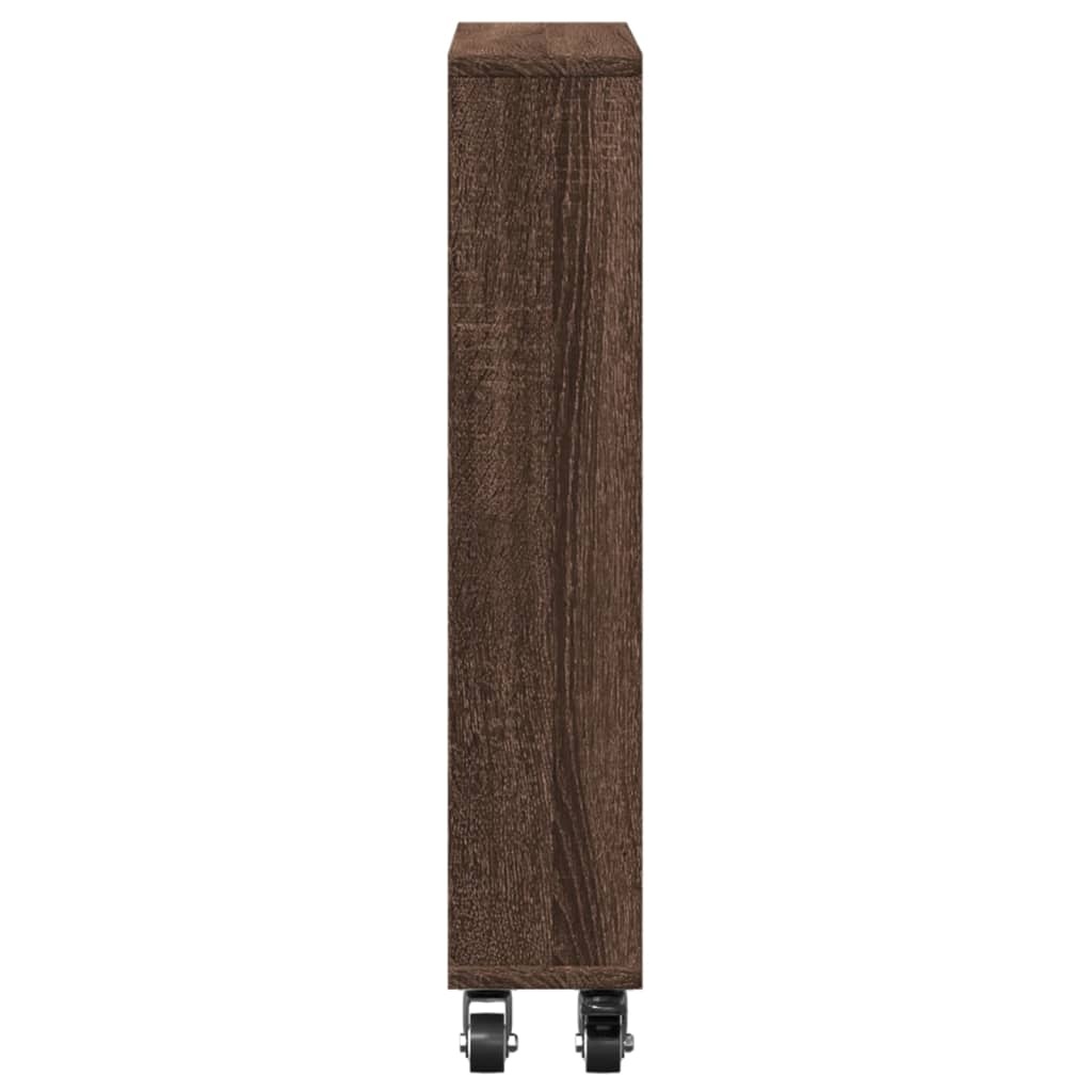VidaXL Opbergtrolley smal 48x13x68 cm bewerkt hout bruin eikenkleurig
