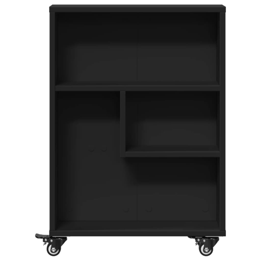 VidaXL Opbergtrolley smal 48x13x68 cm bewerkt hout zwart