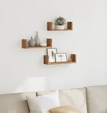 VidaXL Wandschappen 3 st bewerkt hout artisanaal eiken