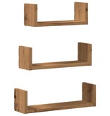 VidaXL Wandschappen 3 st bewerkt hout artisanaal eiken
