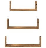VidaXL Wandschappen 3 st bewerkt hout artisanaal eiken